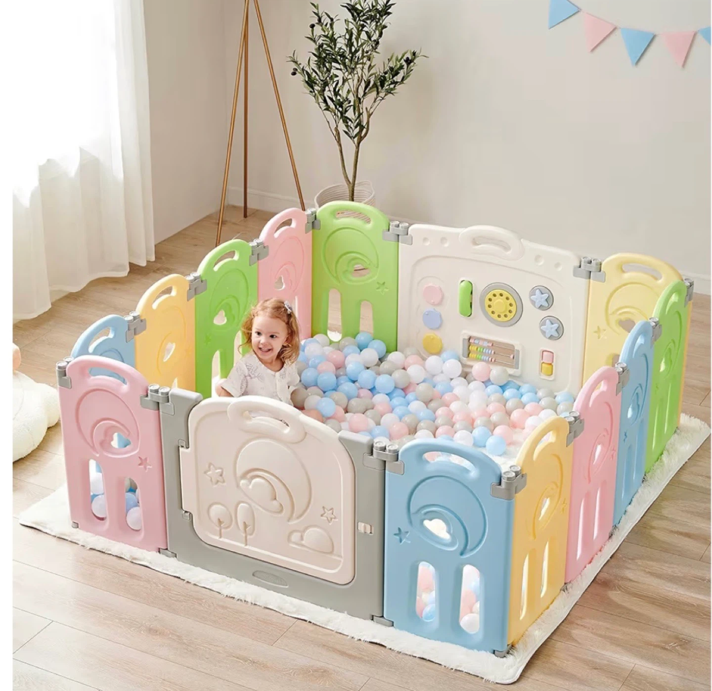 Fortella Cloud Castle Foldable Playpen - Multicolor