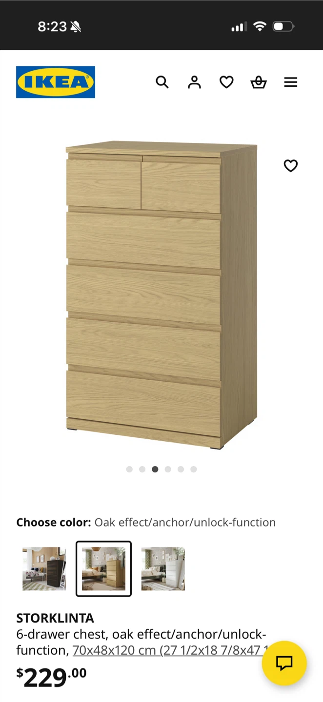 IKEA STORLINTA 6-Drawer Chest - Oak Effect