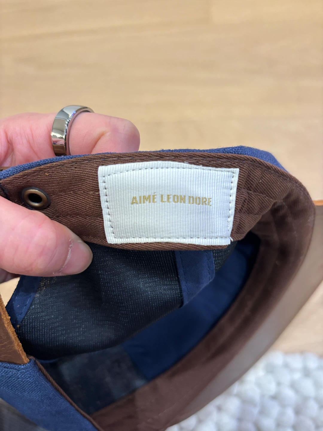 Aime Leon Dore Baseball Cap Chambray Leather Brim Adjustable Hat - photo 4