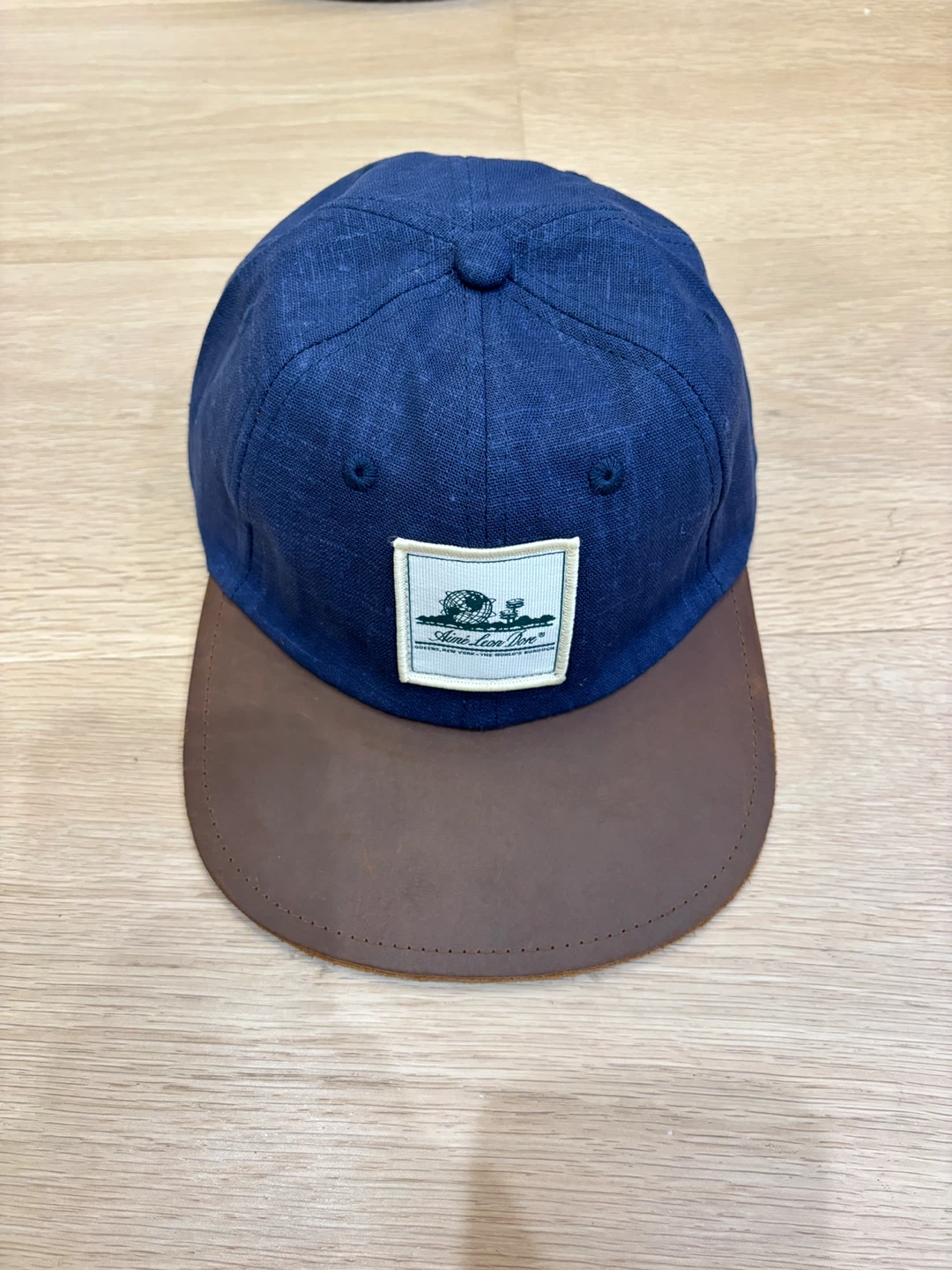 Aime Leon Dore Baseball Cap Chambray Leather Brim Adjustable Hat