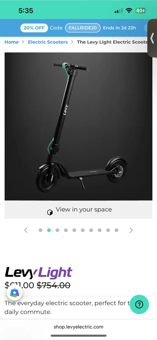 Levy Electric Scooter - Black/Gray image indicator(9)