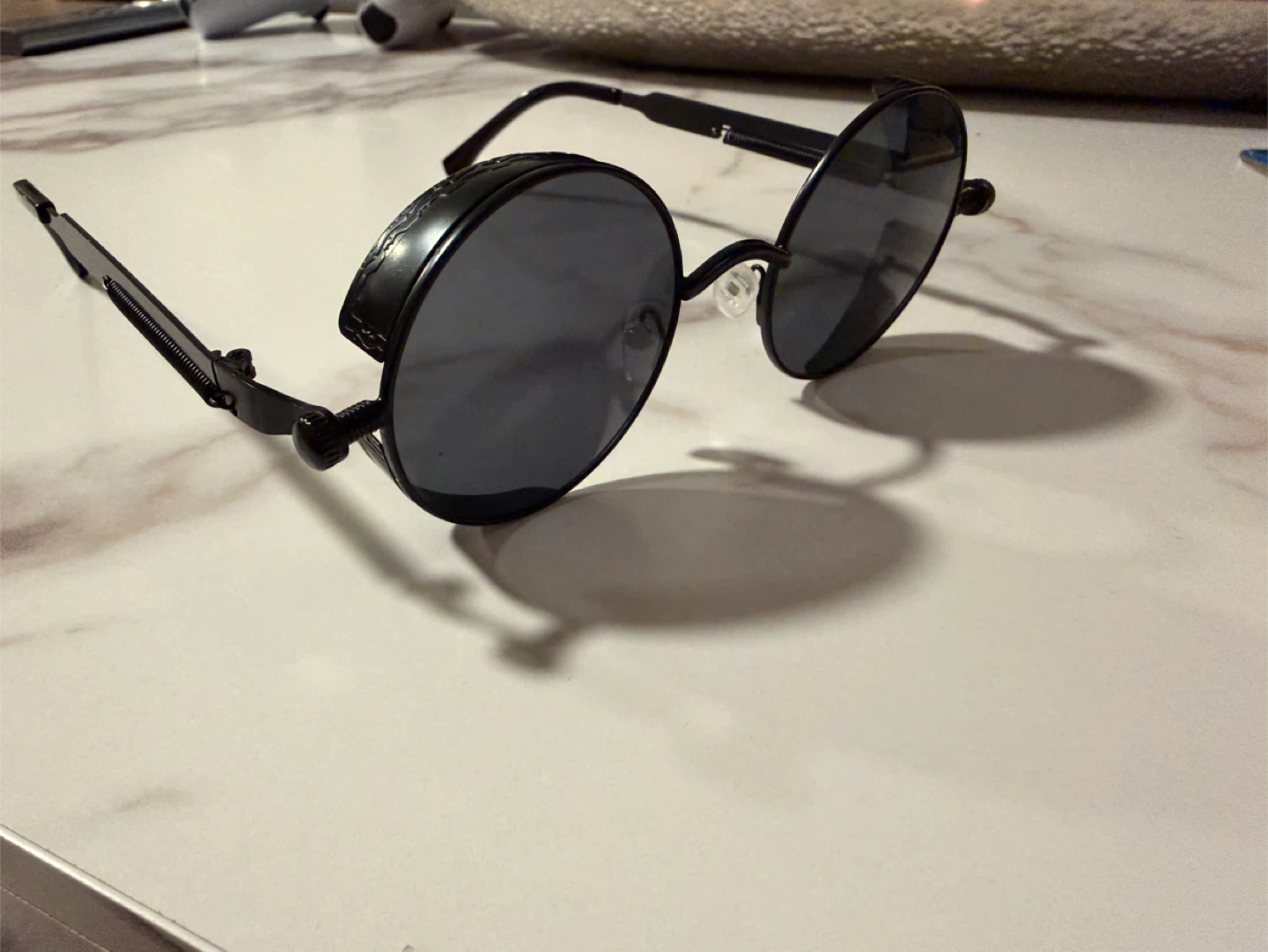 Black Round Steampunk Sunglasses