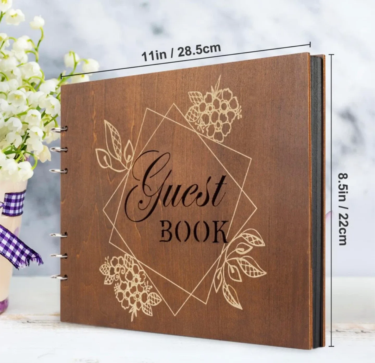 New Creawoo Wooden Wedding Guest Book, Table Sign and Pens image indicator(2)