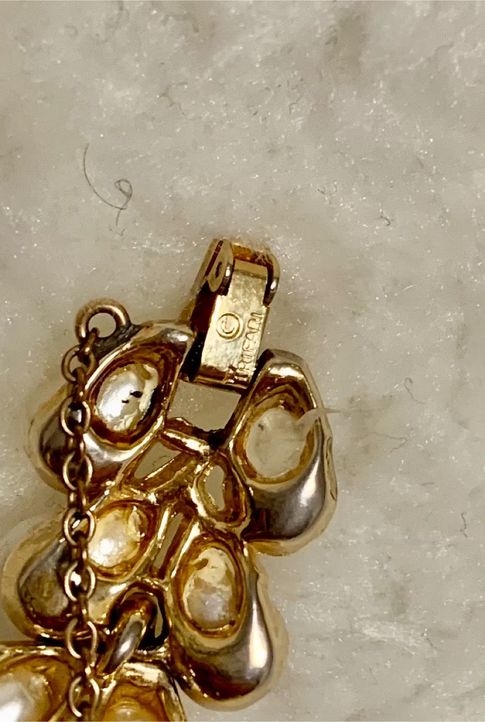 Vintage Crown Trafari Gold Tone & Faux Pearl Bracelet image indicator(4)