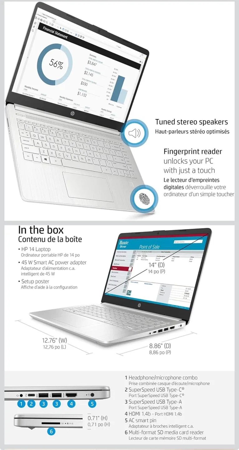 HP 14-dq2020ca 14" Laptop - Mineral Silver image indicator(4)