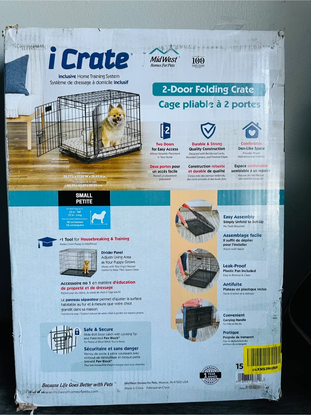 New! MidWest iCrate 2-Door Folding Dog Crate - Small
