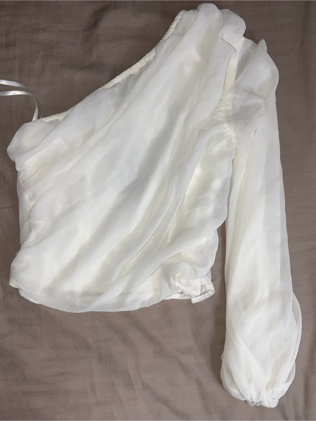 Attic Salt White One-Shoulder Blouse - Size S