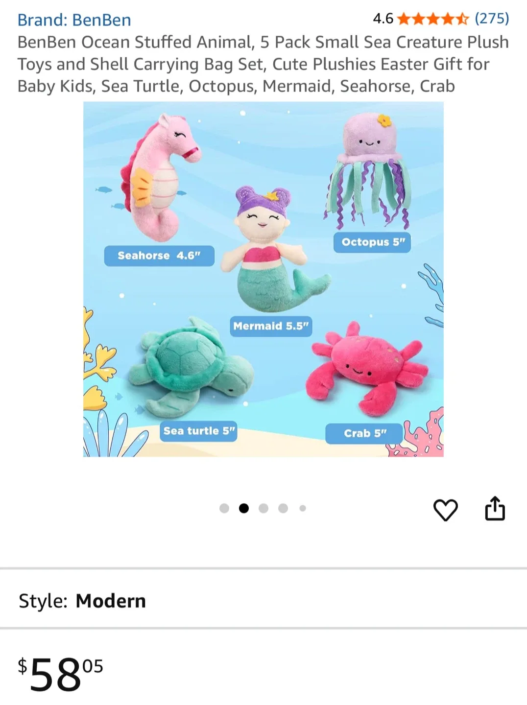 New! BenBen Ocean Stuffed Animal Set image indicator(5)