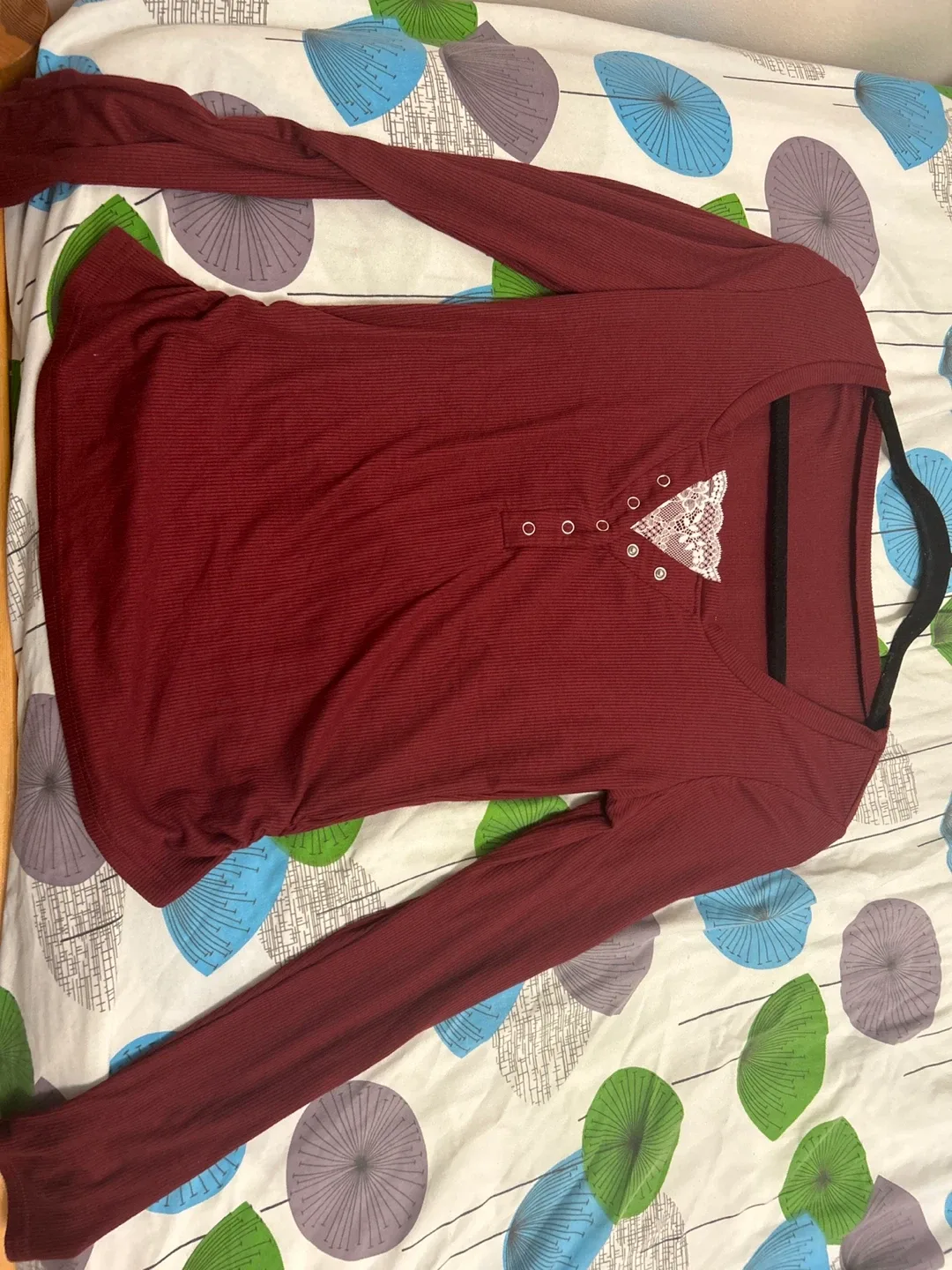 Burgundy  Long Sleeve Top