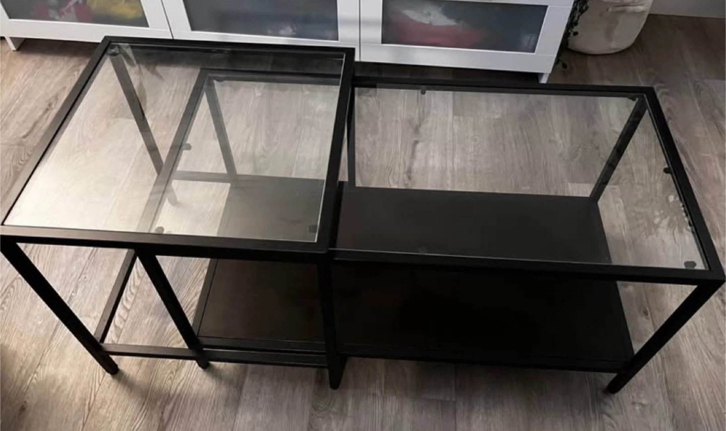 IKEA Vittsjo Nesting Coffee Tables - Black/Glass/Brown - photo 3