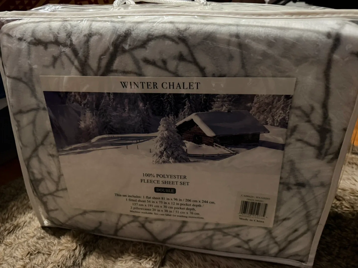 Winter Chalet Double Fleece Sheet Set - New