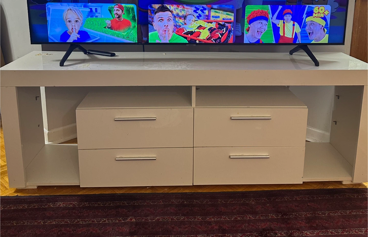 White TV Stand with Drawers