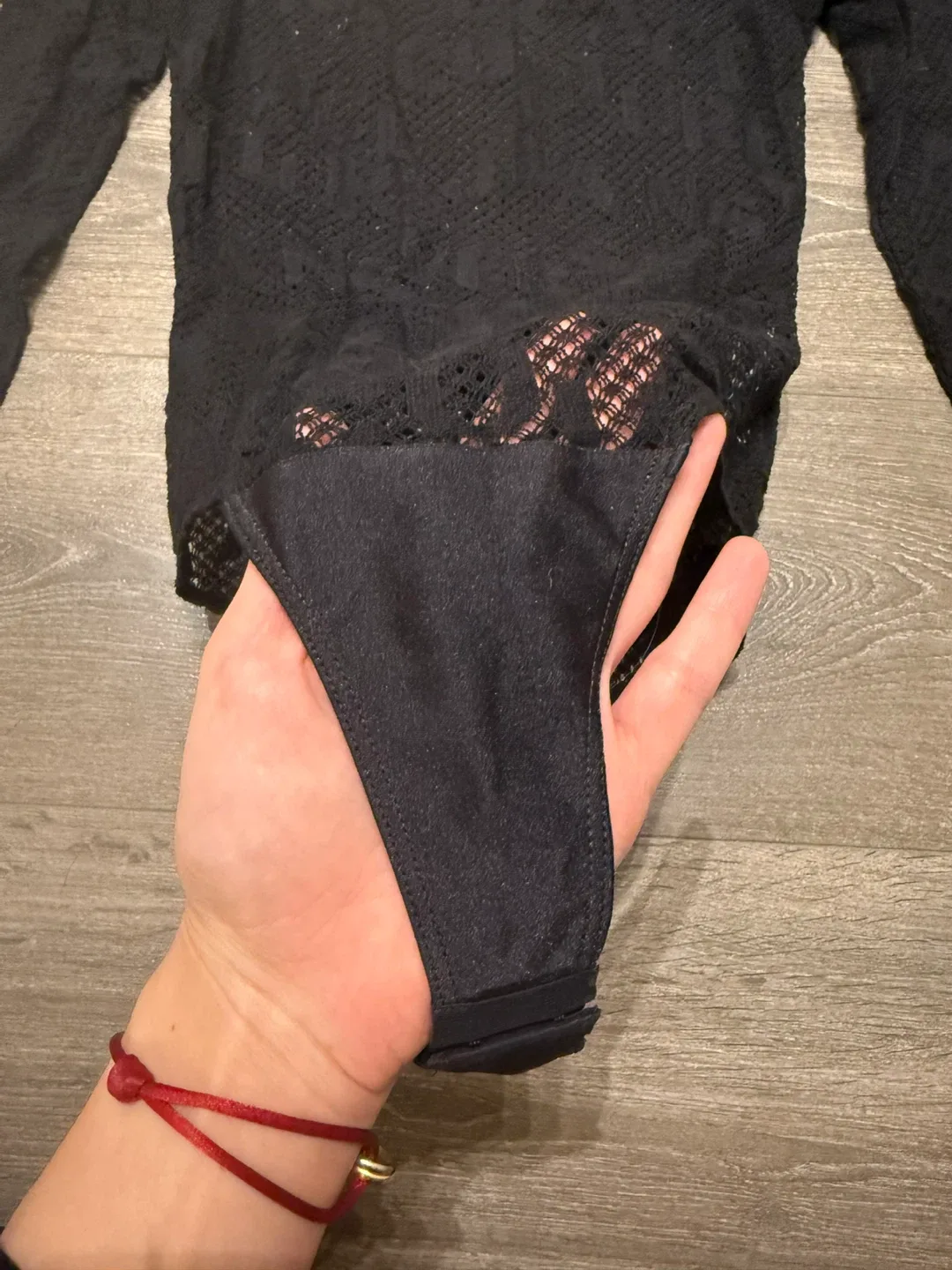 Versace Jeans Couture Black Lace Bodysuit Size 6 image indicator(7)