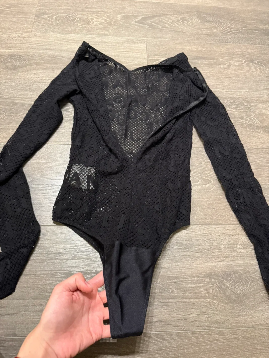 Versace Jeans Couture Black Lace Bodysuit Size 6 image indicator(9)