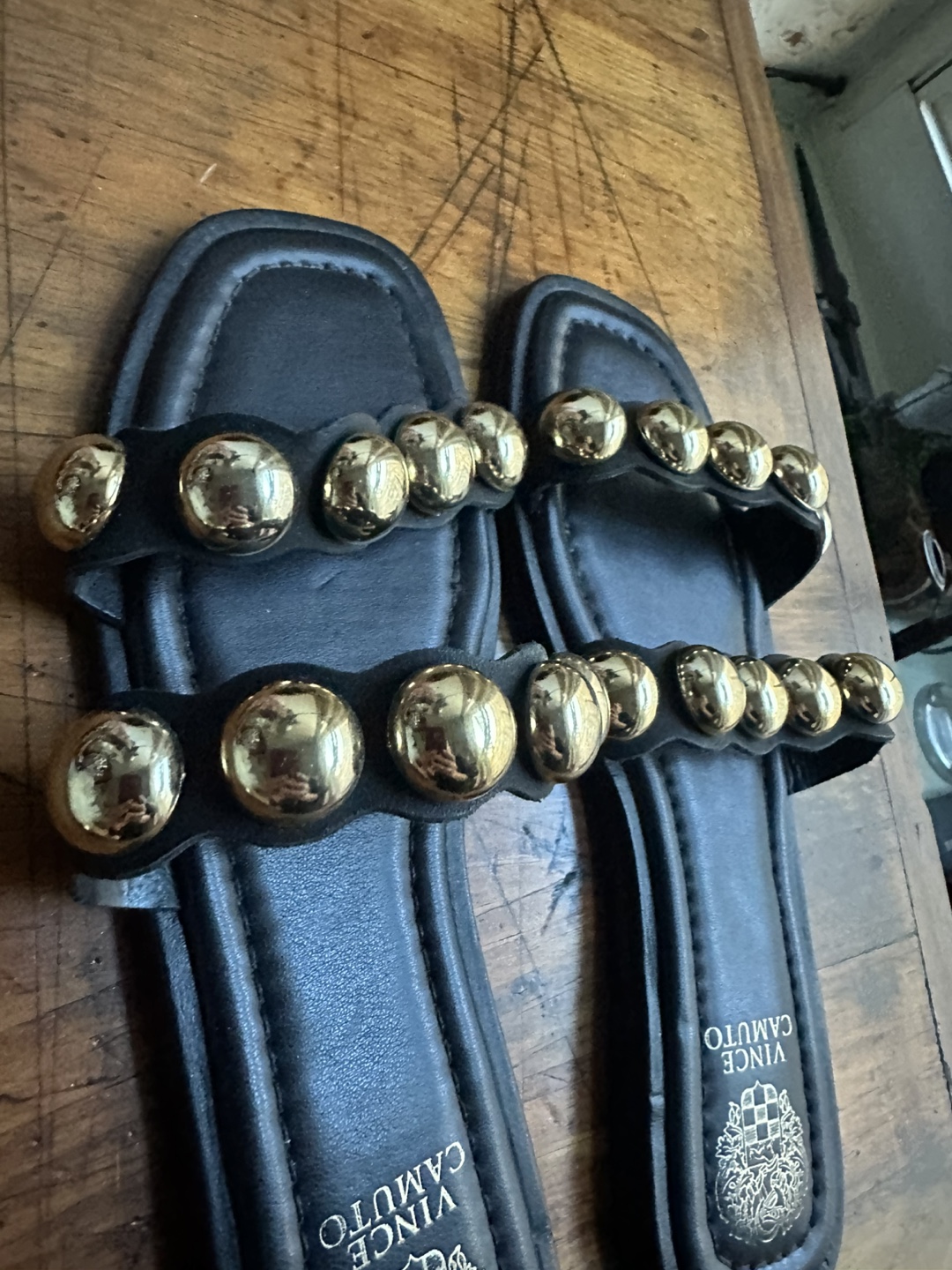 Vince Camuto Black Leather Slide Sandals Size 8.5 - photo 2