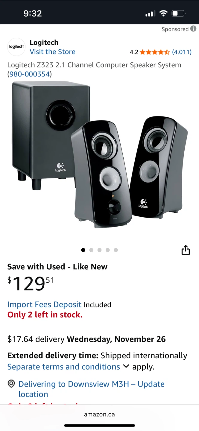 Logitech Z323 2.1 Channel Computer Speaker System