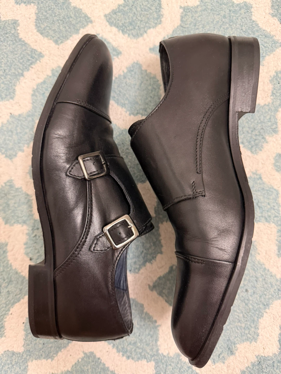 Bata Black Leather Monk Strap Dress Shoes - Size 40 - photo 2