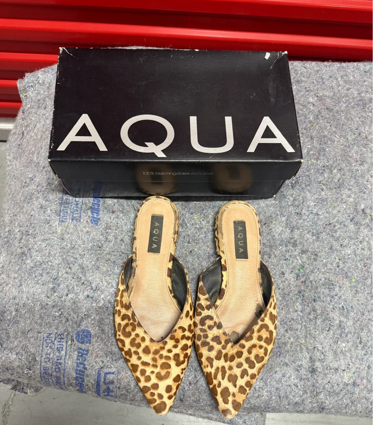 Pre-Loved AQUA Leopard Print Mules thumbnail