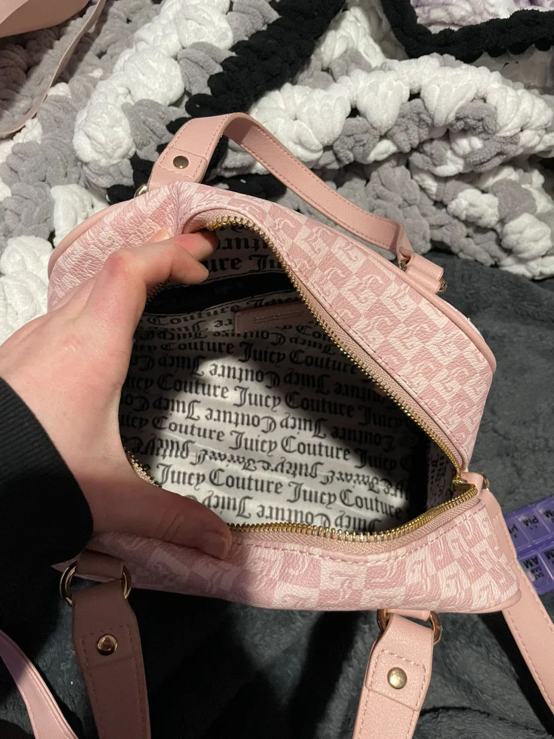 Juicy Couture Pink Checkered Satchel image indicator(2)