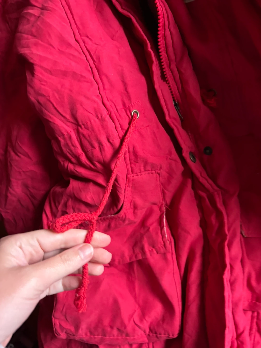 Red Winter Parka with Faux Fur Hood - photo 2