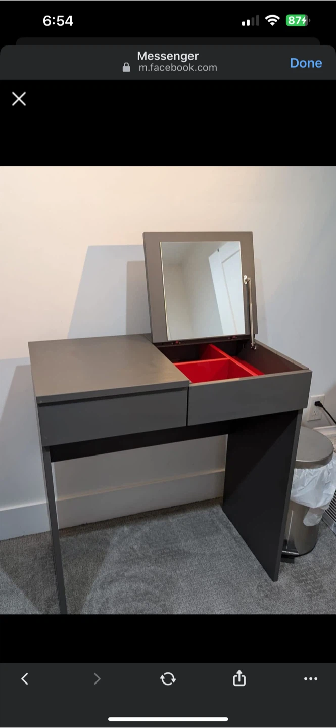 Grey Vanity Desk with Mirror
