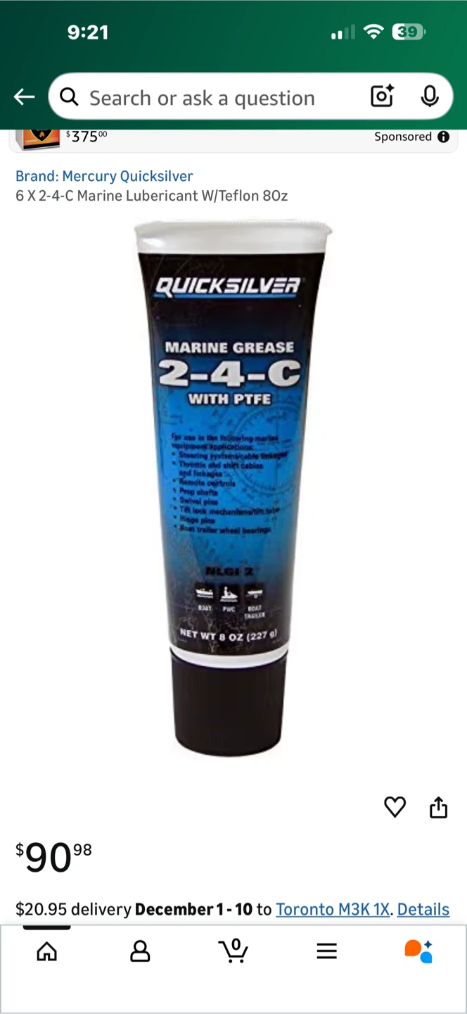 Quicksilver Marine Grease 2-4-C with PTFE