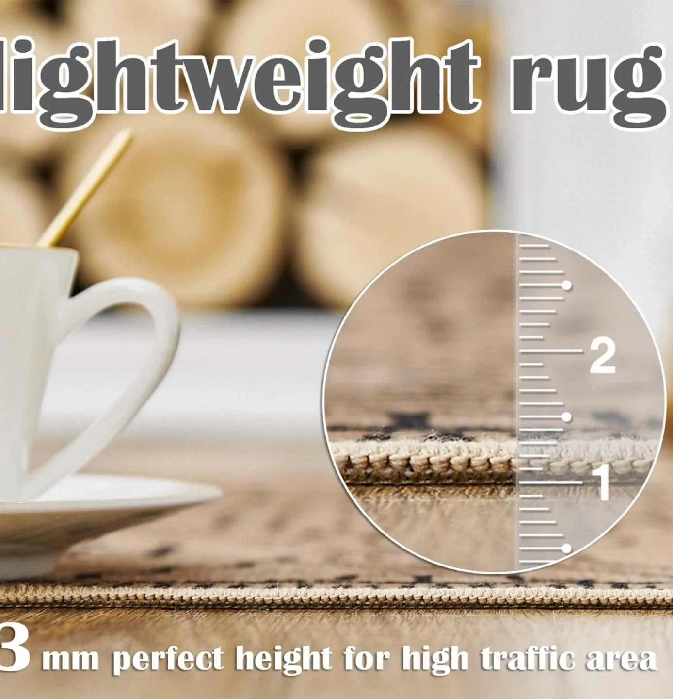 Boho Jute Rug 9x6 ft- Recycled Material, Machine Washable image indicator(6)