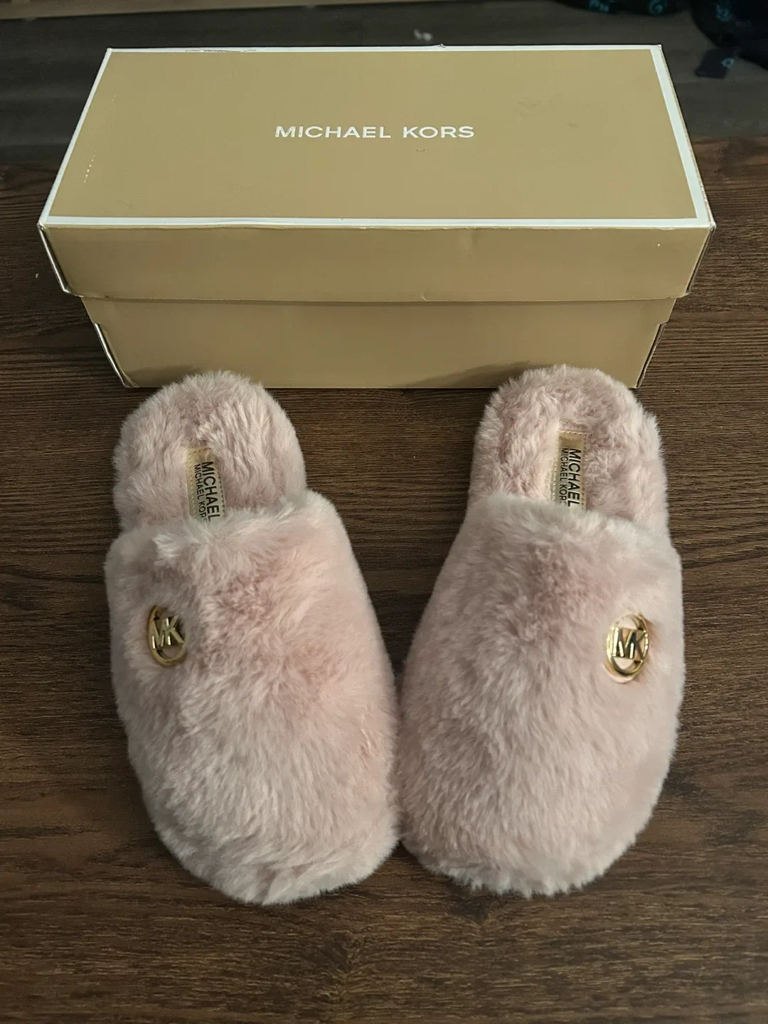 Michael Kors Pink Faux Fur Slippers with Box image indicator(2)