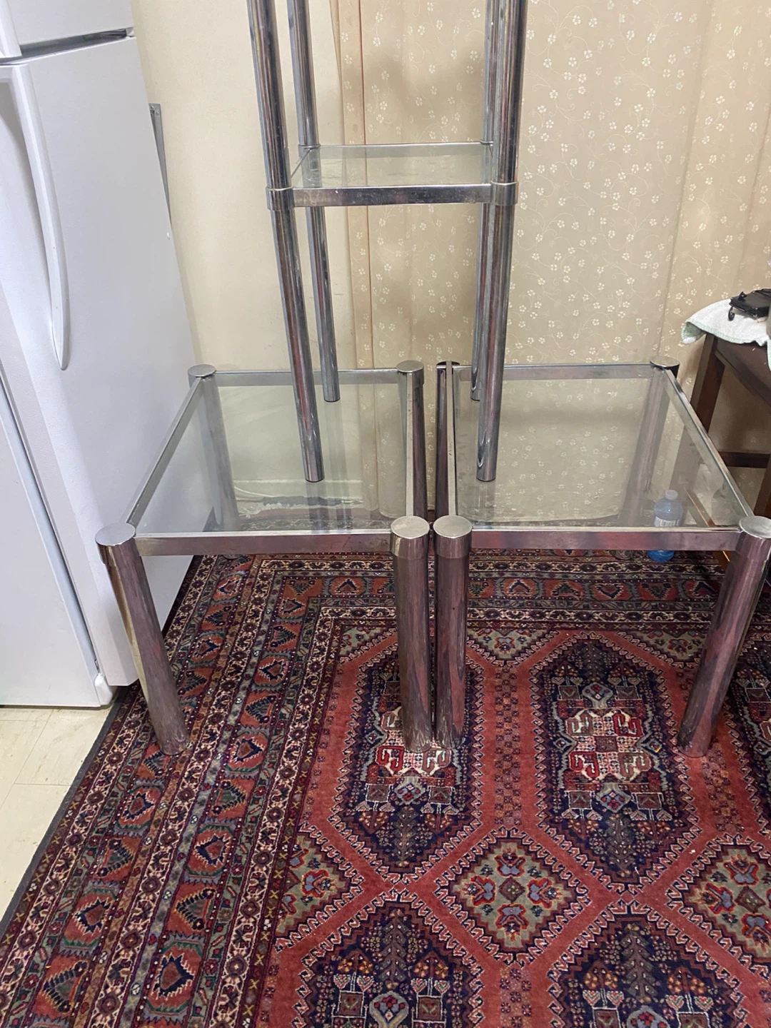 Chrome & Glass Side Table Set