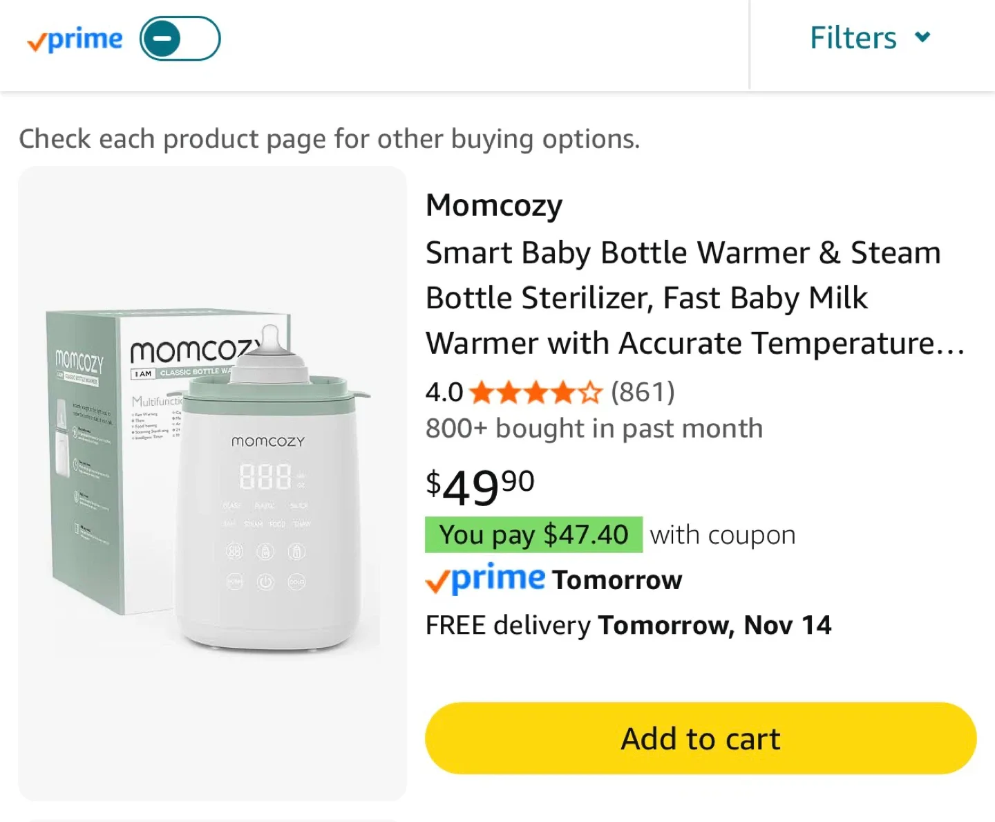 Momcozy Baby Bottle Warmer - Like New! image indicator(2)