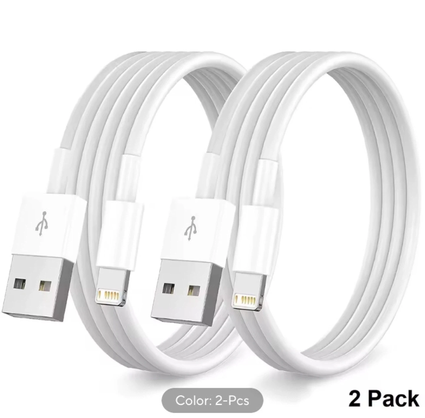 2pcs USB to Lightning Charger Cable For Apple iPhones 6-14