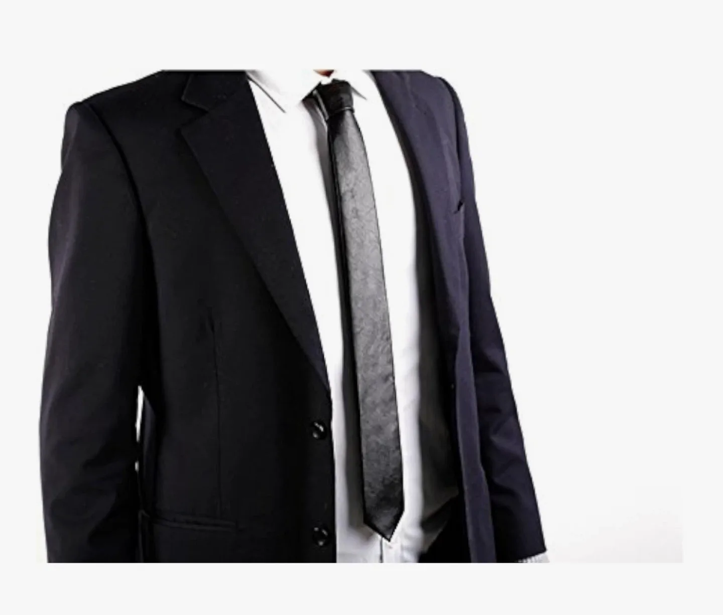 100% black leather tie / slim style image indicator(2)