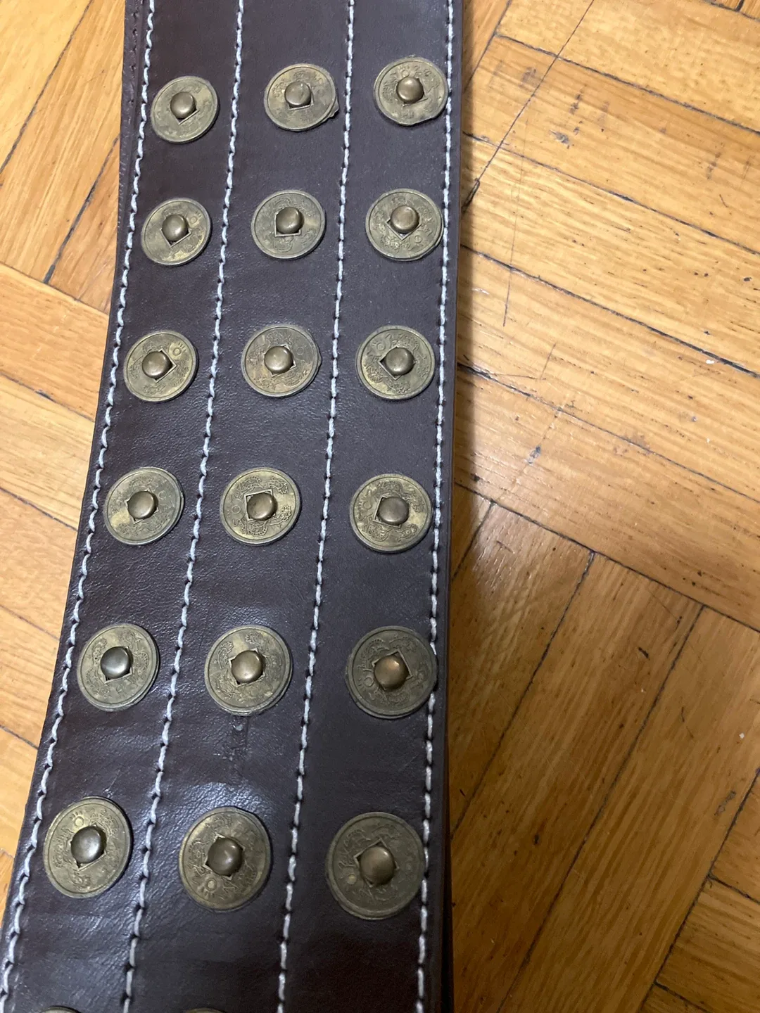 Brown Leather Belt with Metal Accents image indicator(3)