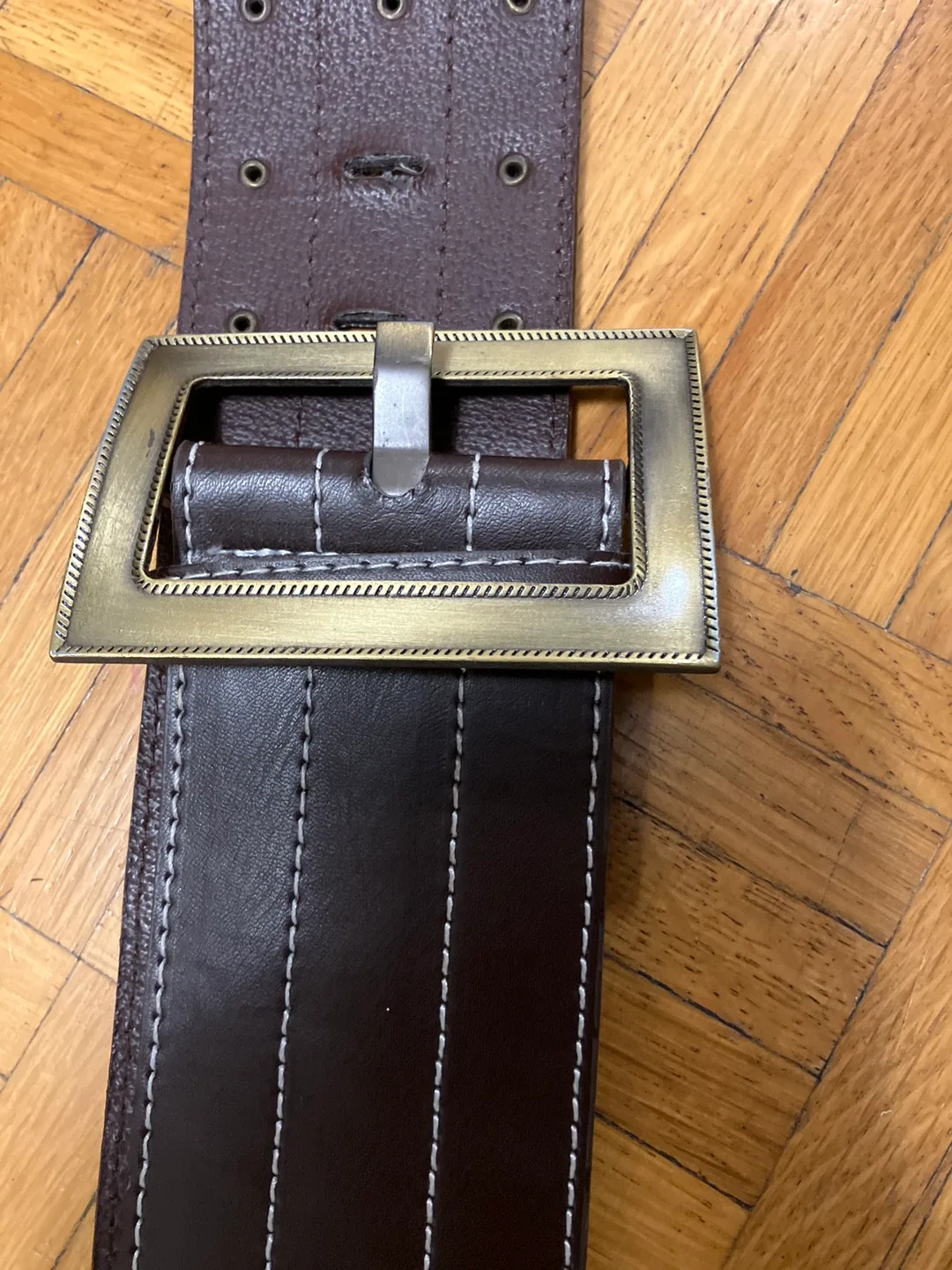 Brown Leather Belt with Metal Accents image indicator(2)