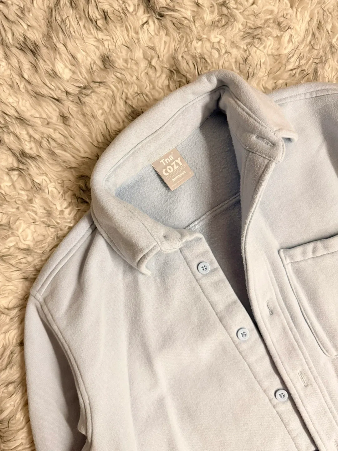 TNA Cozy Fleece Boyfriend Shirt Jacket - Light Bleu image indicator(2)