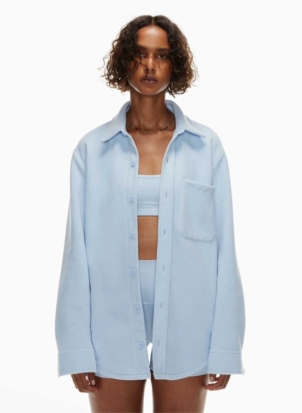 TNA Cozy Fleece Boyfriend Shirt Jacket - Light Bleu image indicator(4)