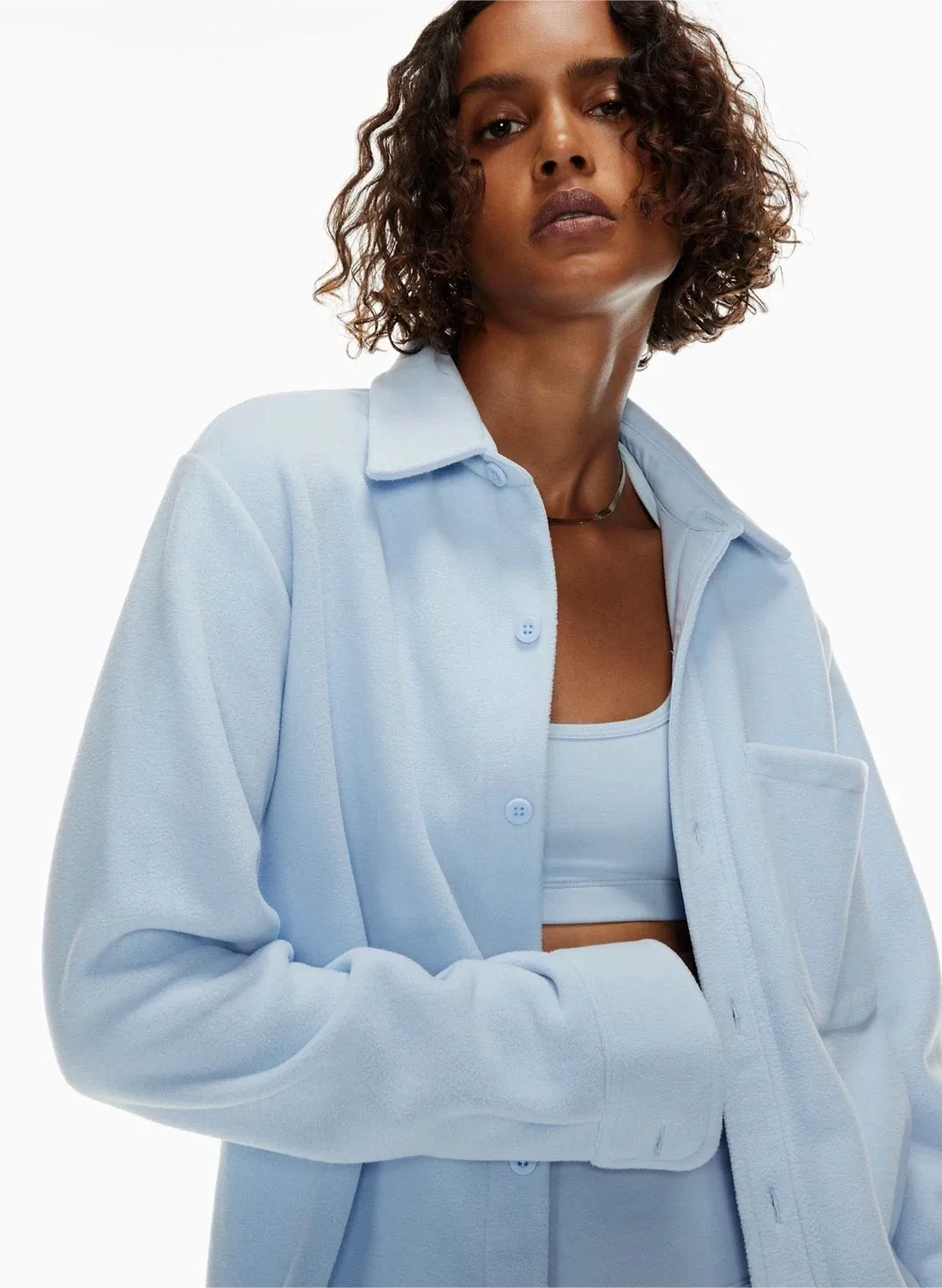 TNA Cozy Fleece Boyfriend Shirt Jacket - Light Bleu image indicator(5)