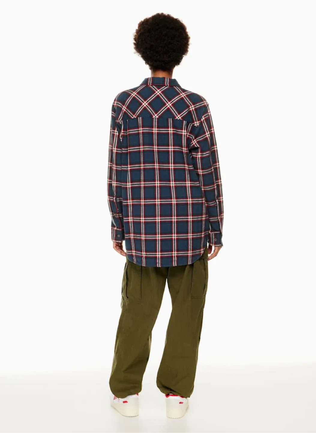 TNA Plaid Oversized Shirt - Hstn Chk Adml/D R Rd image indicator(8)