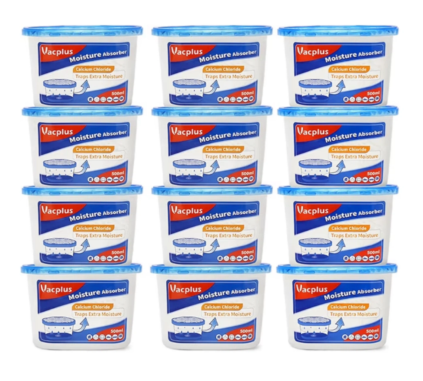 12 pack Vacplus Moisture Absorber - Calcium Chloride 500ml
