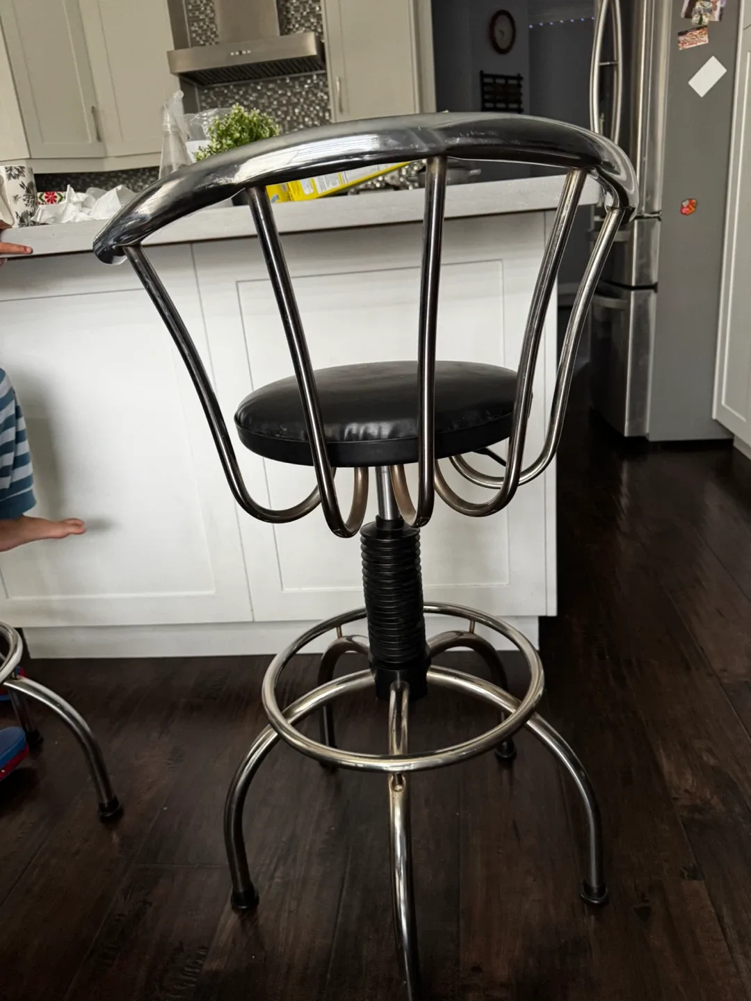 Chrome & Black Adjustable Bar Stool image indicator(2)