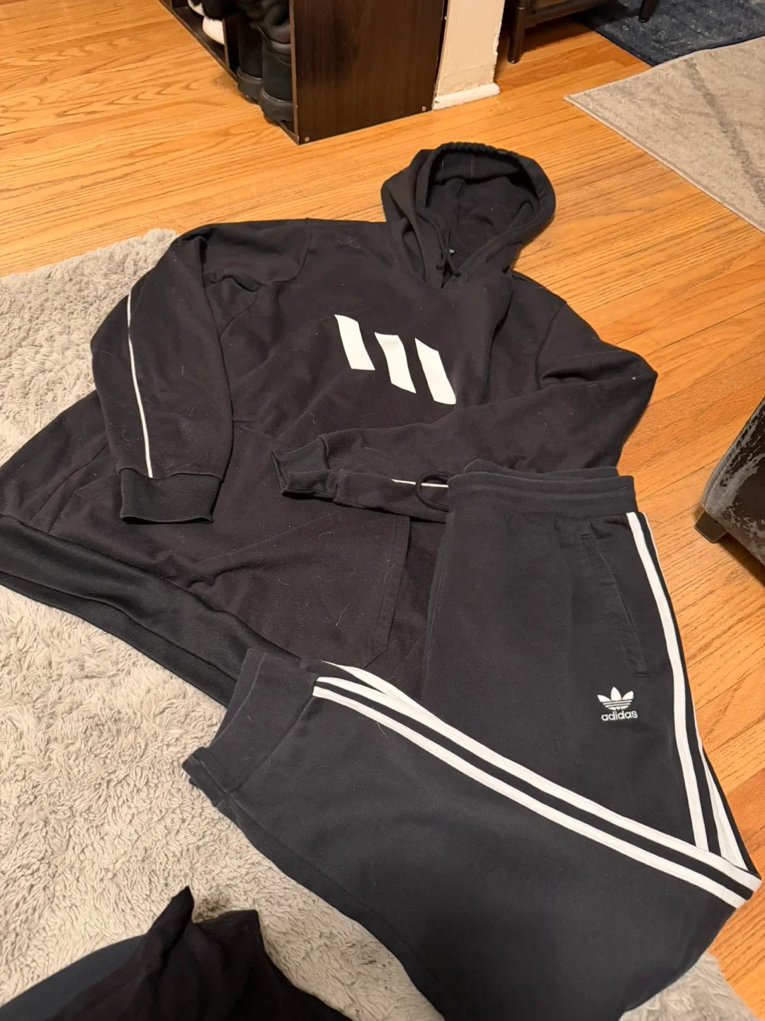 Adidas Black Hoodie & Track Pants Set