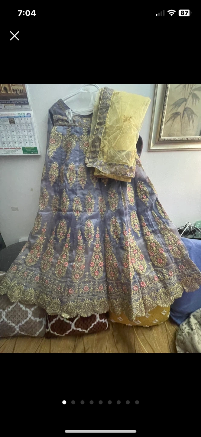 Lehenga Choli Set - Embroidered Grey - photo 2