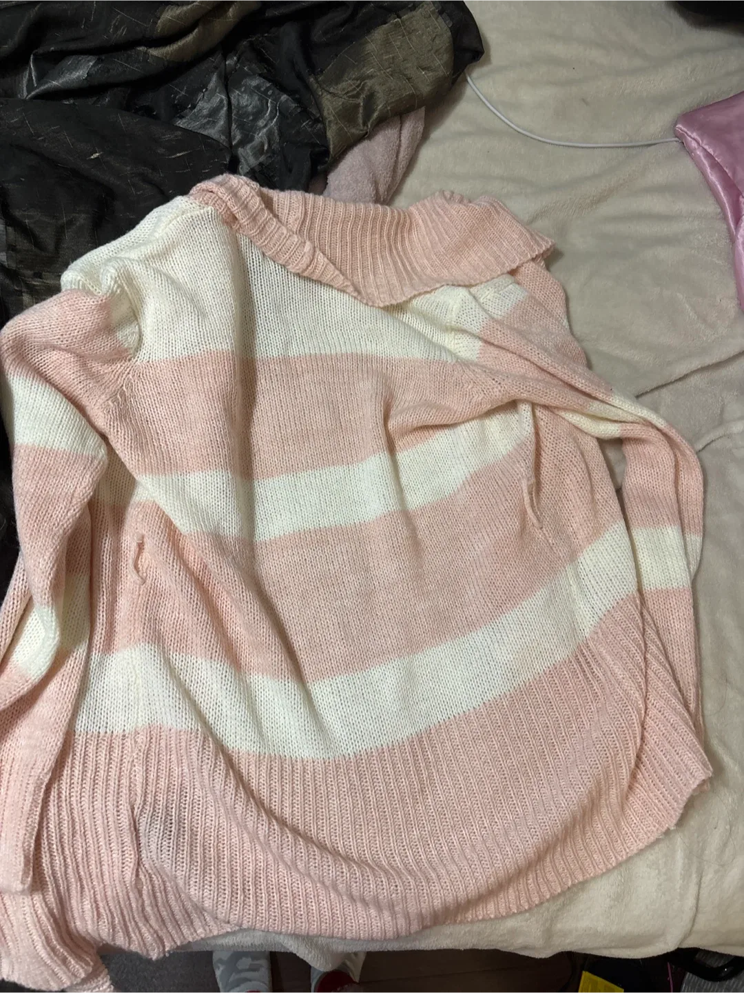 INC Pink & White Striped Cardigan image indicator(2)