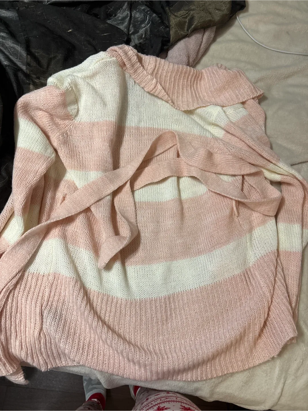 INC Pink & White Striped Cardigan image indicator(3)