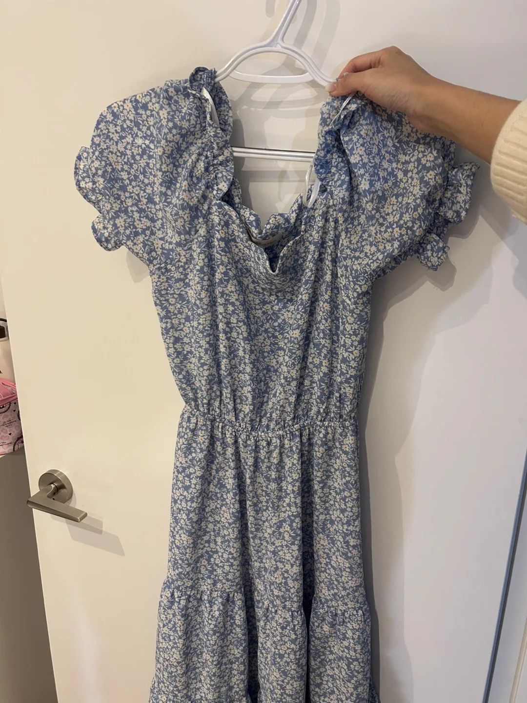 Blue Floral Print Mini Dress