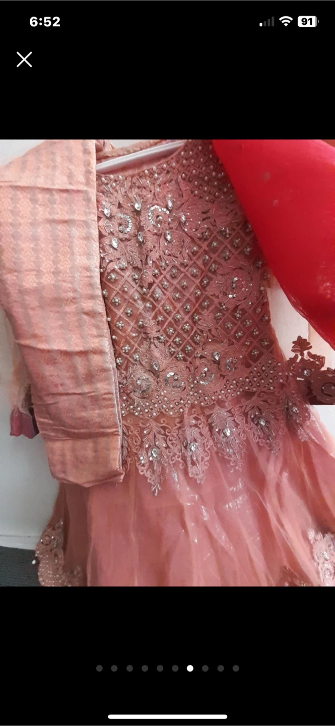 Peach Embellished Pakistani Dress - photo 4