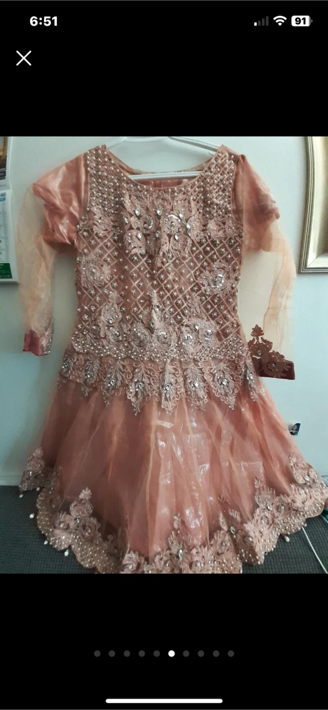 Peach Embellished Pakistani Dress