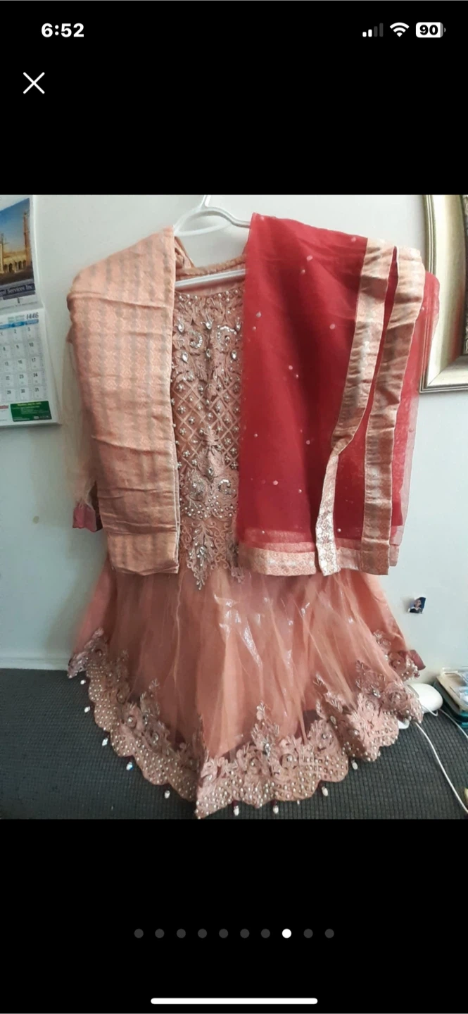 Peach Embellished Pakistani Dress - photo 3