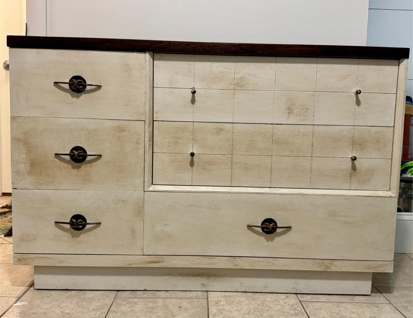 Vintage Dresser - Cream & Dark Wood