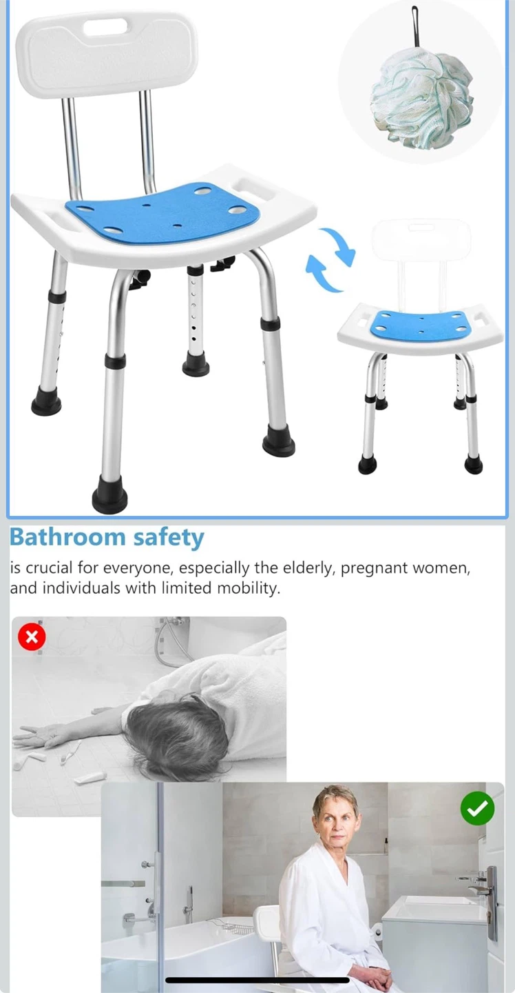 Adjustable Shower Chair with Back Support
